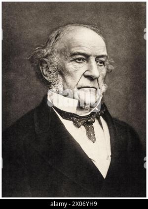 William Gladstone (William Ewart Gladstone, 1809–1898), liberaler Politiker und vierfacher Premierminister des Vereinigten Königreichs 1868–1874, 1880–1885, Februar–Juli 1886 und 1892–1894, Porträtfotografie von Samuel Alexander Walker, 1892 Stockfoto