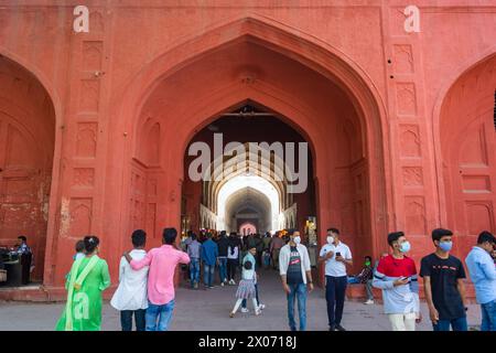 OLD DELHI, INDIEN - 3. NOVEMBER 2022: Red Fort in Delhi, Indien. UNESCO-Weltkulturerbe Stockfoto