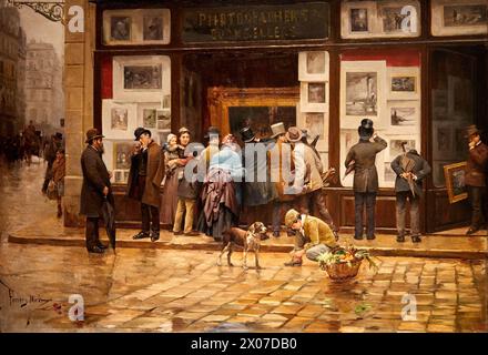 'Öffentliche Ausstellung eines Bildes', um 1888, Joan Ferrer Miró, Nationalmuseum für katalanische Kunst, Museu Nacional d Art de Catalunya, MNAC, Barcelona, Spanien Stockfoto