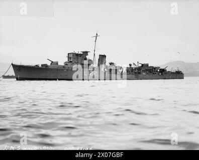 Die HMS Wheatland war ein Zerstörer der britischen Jagdklasse, der in der Royal Navy diente. Stockfoto