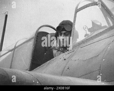 Leutnant Commander Eric Melrose Brown, Chief Naval Test Pilot, landete am 3. Dezember 1945 einen de Havilland Sea Vampire Jet auf dem Flugdeck der HMS Ocean. Stockfoto