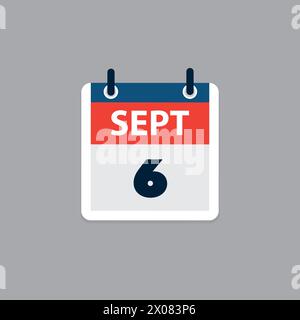 Kalender Seitendesign für Tag 6. September, USA Labor Day 2021 - Vektor-Illustration Stock Vektor