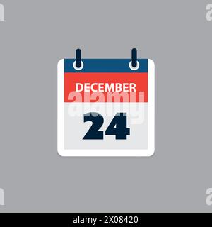 Kalenderseite Design für Tag 24. Dezember, Heiligabend - Vektor-Illustration Stock Vektor