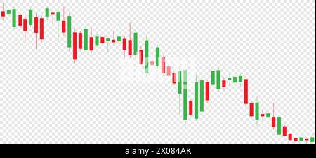 Handel mit Kerzendiagramm der Aktienfinanzierung auf weißem Hintergrund der globalen Welt. Stock Vektor