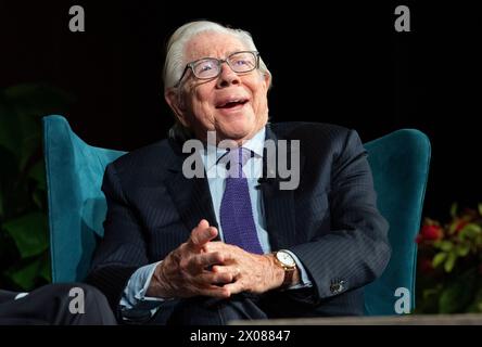 Austin, Tx, USA. April 2024. Der legendäre ehemalige Journalist der Washington Post CARL BERNSTEIN spricht über seine Rolle im Watergate-Skandal von 1972-1974, der Präsident Richard Nixon am 9. April 2024 auf dem zweitägigen Trust.News.Democracy. forum on Journalism in der LBJ Library zum Sturz brachte. Bernstein und sein Partner Bob Woodward diskutierten auch über die Herausforderungen, denen Journalisten heute im Alter von 24/7 Jahren ausgesetzt sind. (Kreditbild: © Bob Daemmrich/ZUMA Press Wire) NUR REDAKTIONELLE VERWENDUNG! Nicht für kommerzielle ZWECKE! Stockfoto
