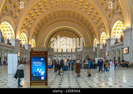 Washington DC - USA - 23. März 2024 der Blick auf die historische Great Hall of Washington Union Station, ein großer Bahnhof und Verkehrsknotenpunkt. Desi Stockfoto