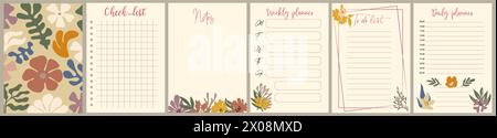 Notizbuchseiten und Deckblatt mit Blumen. Stock Vektor