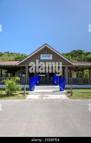 Mangoz Beach Club Bar und Restaurant am Lower Bay Beach, Bequia Island, St. Vincent und die Grenadinen, Karibik Stockfoto