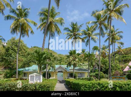 Corea's Food Store, das lokale Lebensmittelgeschäft in Lovell Village, Britannia Bay, Mustique Island, St. Vincent & die Grenadinen, Karibik Stockfoto