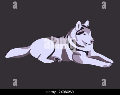 Husky-Hund-Vektor-isolierte Illustration. Stock Vektor