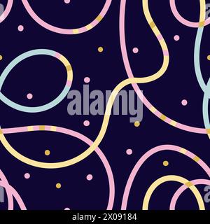 Auffälliges, nahtloses Muster mit Doodle-Linien. Abstraktes modernes Squiggle welliger Ornament Hintergrund lustige bunte Linie kreativer minimalistischer Stil Kunst Hintergrund Desig Stock Vektor