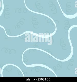 Nahtloses abstraktes Muster mit Schnörkeln und Kritzeleien. Gewobene, geschwungene Linien. Chaotische Tinte kritzelt dekorative Textur. Unordentliche Kritzeleien, gewellt und gelockt Stock Vektor