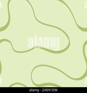 Nahtloses abstraktes Muster mit Schnörkeln und Kritzeleien. Gewobene, geschwungene Linien. Chaotische Tinte kritzelt dekorative Textur. Unordentliche Kritzeleien, gewellt und gelockt Stock Vektor