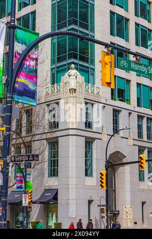 Architektonisches Merkmal am Cathedral Place Building im Zentrum von Vancouver, Kanada Stockfoto