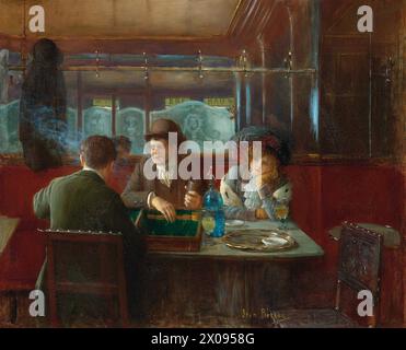 Jean Beraud - Backgammon im Café - 1908 Stockfoto