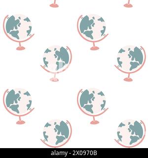 Süßes Schulmuster mit geschmeidiger Kugel. Vektorillustration kann für Textil, Poster, Notizbucheinband, Stoffdesign verwendet werden. Pastellfarben. Stock Vektor