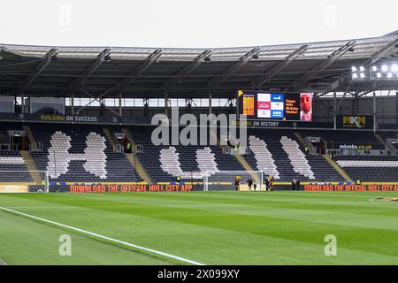 MKM Stadium, Hull, England - 10. April 2024 Allgemeine Ansicht des Bodens - vor dem Spiel Hull City gegen Middlesbrough, Sky Bet Championship, 2023/24, MKM Stadium, Hull, England - 10. April 2024 Credit: Arthur Haigh/WhiteRosePhotos/Alamy Live News Stockfoto