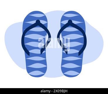 Blaue Flipflops isoliertes Vektorgestreiftes Design. Stock Vektor