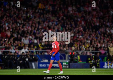 Madrid, Spanien. April 2024. MADRID, SPANIEN - 10. APRIL: Rodrigo Riquelme von Atletico Madrid reagiert beim Viertelfinale des ersten Leg - UEFA Champions League 2023/24 Spiel zwischen Atletico Madrid und Borussia Dortmund im Civitas Metropolitano Stadium am 10. April 2024 in Madrid. (Foto: Pablo Morano/BSR Agency) Credit: BSR Agency/Alamy Live News Stockfoto