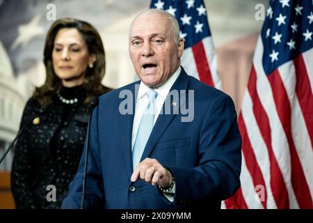 Washington, District of Columbia, USA. April 2024. US-Repräsentant STEVE SCALISE (R-LA), der auf einer Pressekonferenz im Kapitol der USA sprach. (Kreditbild: © Michael Brochstein/ZUMA Press Wire) NUR REDAKTIONELLE VERWENDUNG! Nicht für kommerzielle ZWECKE! Stockfoto