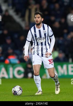 West Bromwich Albion's Okay Yokuslu während des Sky Bet Championship Matches in den Hawthorns, West Bromwich. Bilddatum: Mittwoch, 10. April 2024. Stockfoto