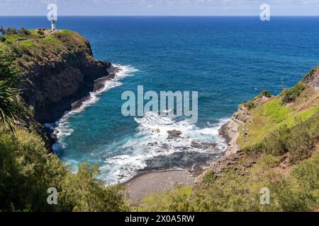 Der Leuchtturm Kilauea, der sich am nördlichsten Punkt von Kauai befindet, ist ein Leuchtturm der Schönheit und Geschichte. Stockfoto