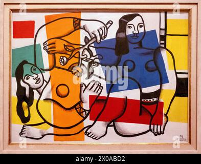 Zwei Frauen, die Blumen halten, Gemälde 1954 von Fernand Leger im Tate Modern Museum, London, England, Großbritannien Stockfoto