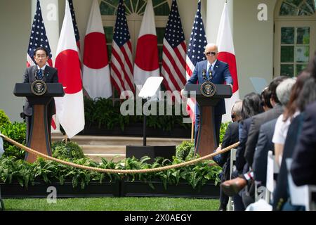 Washington DC 10. April 2024, USA: Japans Premierminister Fumio Kishida trifft sich mit Präsident Joe Biden im Weißen Haus in Washington DC. Patsy Lynch/MediaPunch Stockfoto