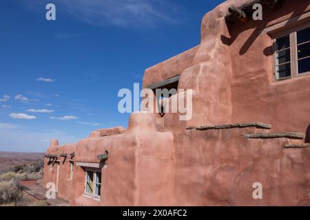 Historisches Painted Desert Inn in der Nähe der Route 66, Petrified Forest National Park, Arizona Stockfoto