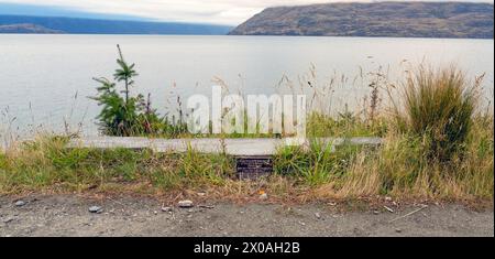 Queenstown, Neuseeland, 3. April 2024: In Queenstown erinnert eine Gedenktafel auf einem Stein an die 1990 Gewehrböcke, die aufgrund der Gerüchte von Rus errichtet wurden Stockfoto