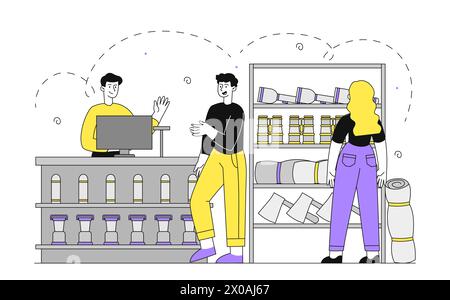 Camping Ausrüstung Shop Vektor einfach Stock Vektor