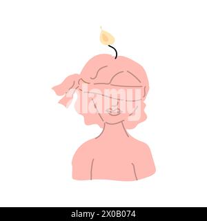 Handgezeichnete handgemachte Kerze - Porträt der Frau. Vektorillustration kann für romantische Poster, Banner, Karten oder Etiketten verwendet werden. Stock Vektor