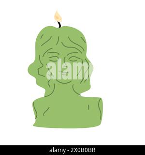 Handgezeichnete handgemachte Kerze - Porträt der Frau. Vektorillustration kann für romantische Poster, Banner, Karten oder Etiketten verwendet werden. Stock Vektor