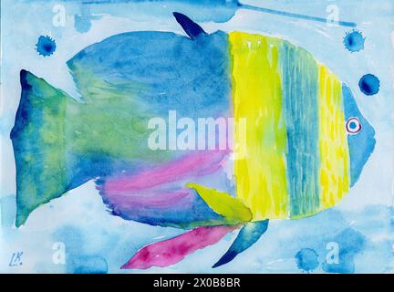 Fisch Aquarell Malerei digitale Datei Kunst Stockfoto