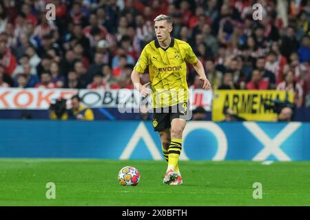 Nico Schlotterbeck von Borussia Dortmund während der UEFA Champions League, zwischen Madrid und Borussia Dortmund im Metropolitano Stadium am April Stockfoto