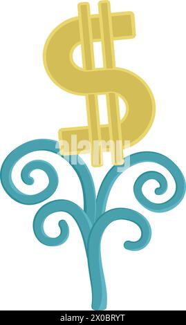 Abbildung einer Pflanze mit einem Dollarsymbol, das daraus wächst. Stock Vektor