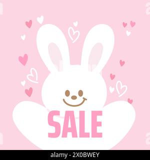 Illustration von Häschen, Herzen, VERKAUFSBRIEFEN für Online-Shopping, ostern, Tier, Haustier, Tierarzt, Tierhandlung, Rabatt, Kampagnenlogo, Verkaufshintergrund, Anzeigen Stock Vektor