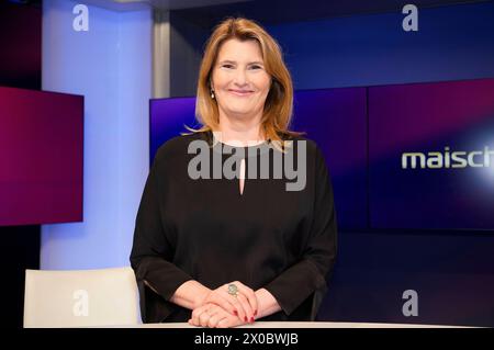 Tina Hassel in der ARD-Talkshow maischberger im Studio Berlin Adlershof. Berlin, 10.04.2024 *** Tina Hassel in der ARD Talkshow maischberger im Studio Berlin Adlershof Berlin, 10 04 2024 Foto:XT.xBartillax/xFuturexImagex maischberger1004 4221 Stockfoto