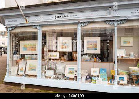 Die Laura Wall Galerie und Kunstgeschäft in Teignmouth, Devon, Großbritannien. Stockfoto