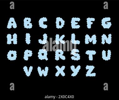 Illustration des flauschigen Buchstaben A bis z für Schriftart, Typografie, Text, Kalligrafie, Namen, Initialen, Aufkleber, Branding, Logo, Symbol, drucken Stock Vektor