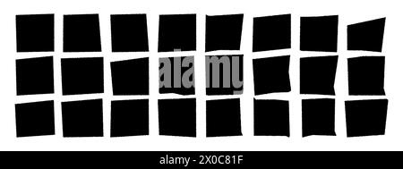 Set mit gerissener Papierform. Gezacktes Rechteck. Vektorillustrationen für Collage, Designvorlagen, Banner und Aufkleber. Vektorabbildung Stock Vektor