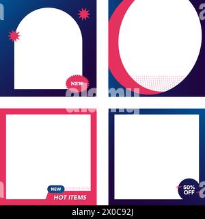 Rahmenset für Werbung, Marketing, Unternehmen, Stand, Kaufhaus, Karte, Print, Online-Shopping, Anzeigenvorlage, Post in sozialen Medien, Poster, Banner Stock Vektor