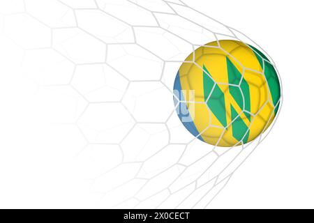 St. Vincent und die Grenadinen Fahnenfußball im Netz. Vektor-Sport-Illustration. Stock Vektor
