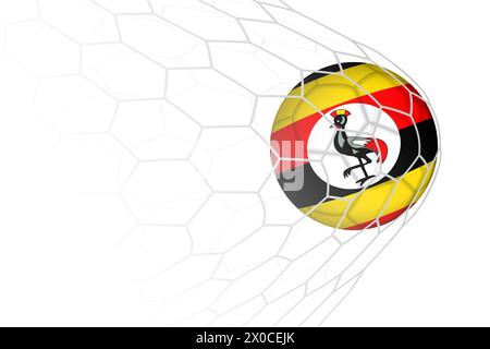 Fußball mit Uganda-Flagge im Netz. Vektor-Sport-Illustration. Stock Vektor