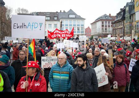 Bad Kreuznach, Deutschland, 30. Januar 2024. Hunderte von Menschen nehmen an der Demo unter dem Motto "Verteidigung der Demokratie" Teil. Stockfoto