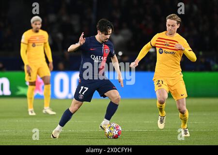 Paris, Frankreich. April 2024. © Julien Mattia/Le Pictorium/MAXPPP - Paris 10/04/2024 Julien Mattia/Le Pictorium - 10/04/2024 - France/Ile-de-France/Paris - Vitinha lors du quart de Finale de Ligue des Champions entre le PSG et le FC Barcelone au Parc des Princes, le 10 avril 2024 - no va, no valeurs actuelles, no JDD Out, kein russland, russland Out/10/04/2024 – Frankreich/Ile-de-France (Region)/Paris – Vitinha im Champions-League-Viertelfinale zwischen PSG und FC Barcelona im Parc des Princes, 10. April 2024. Quelle: MAXPPP/Alamy Live News Stockfoto