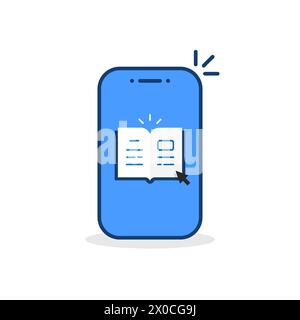 Cartoon e-Library-Anwendung mit Telefon Stock Vektor