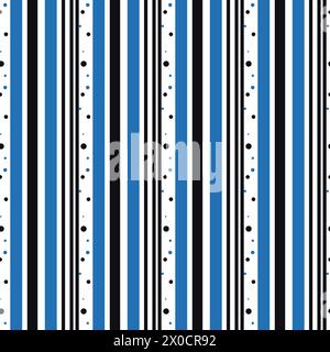 Hintergrund schmaler gerader vertikaler Streifen verschiedener Blautöne. Nahtloses sich wiederholendes Vektormuster. Stock Vektor