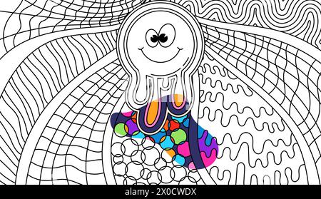 Zentangle Ausmalseite für Erwachsene. Schmale Schachbrettlinien. Stock Vektor