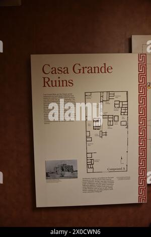 Coolidge, AZ., USA, 16.03.2024. Casa Grande Ruins National Monument im Jahr 1918. Mystery umgibt dieses einzigartige, um 1350 n. Chr. vierstöckige „Caliche“ Stockfoto